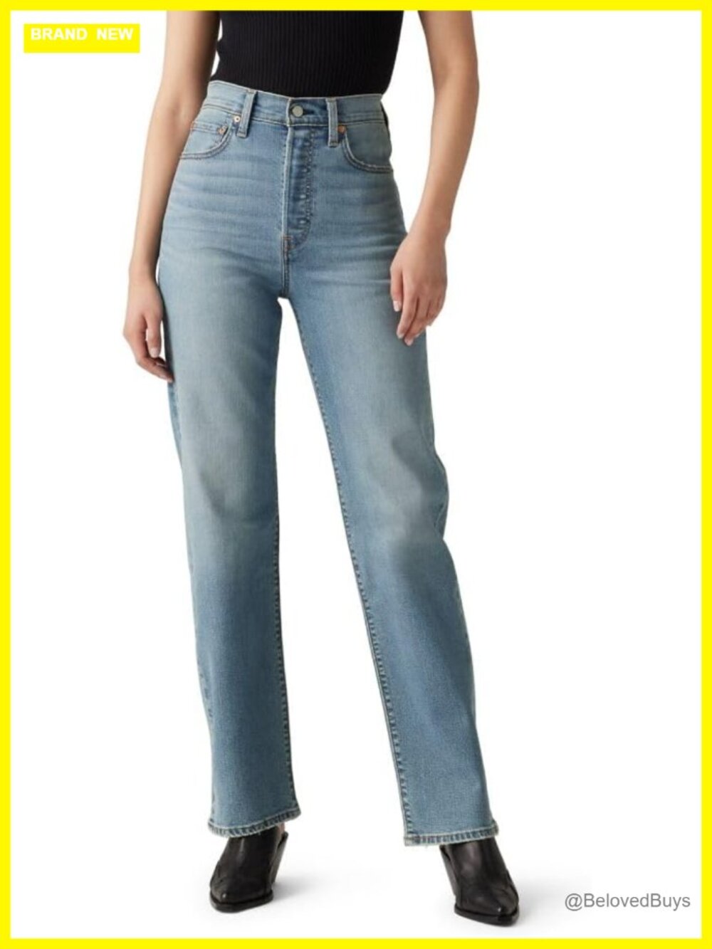 Ribcage Straight Full Length Jeans, High Rise, Straight Leg, Stretch